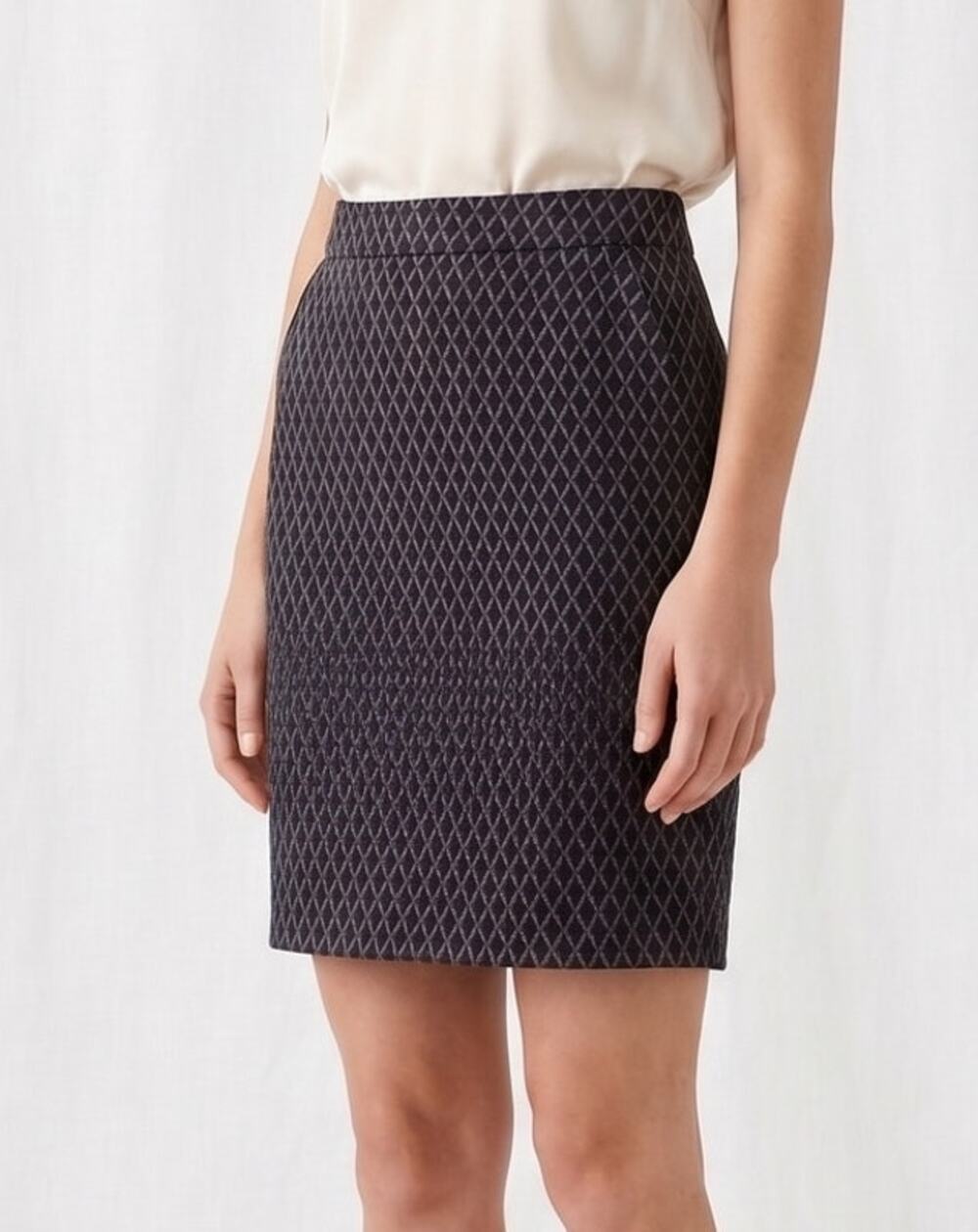LOFT Outlet Size 8 Black Brown Gray Pattern Pencil Skirt Cotton Rayon Polyester